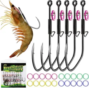 20 count Live Shrimp Hooks Fishing Saltwater Freshwater Professional V Live Shrimp Hook for Bass Catfish Pike Trout 1/0 2/0 3/0