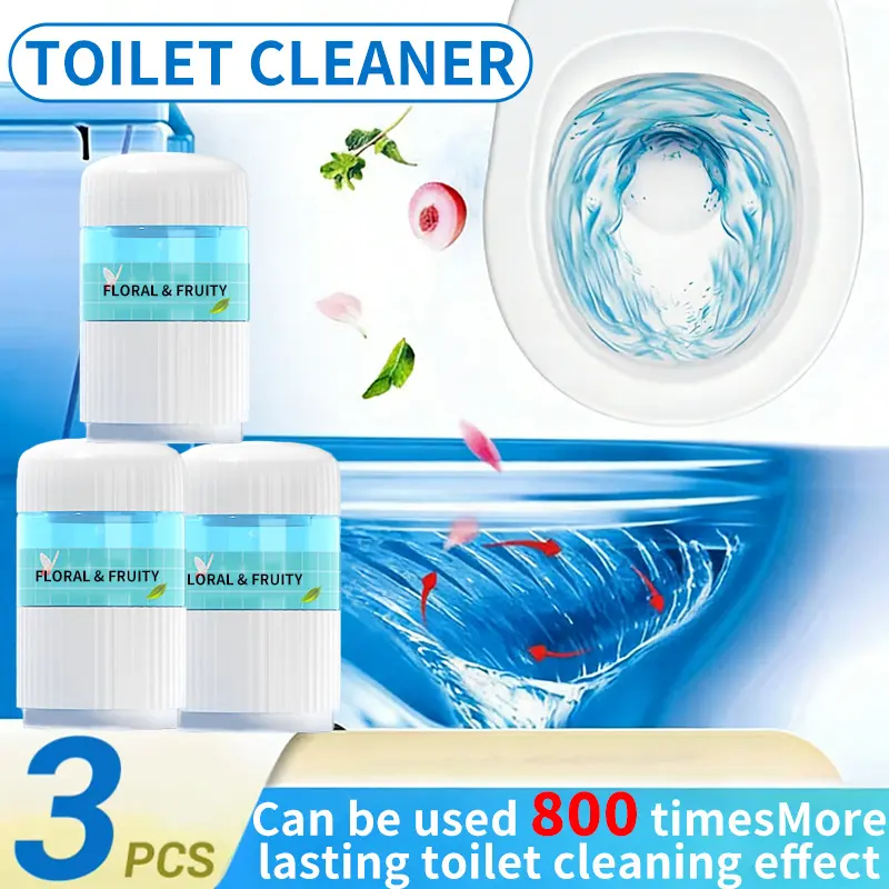 3pcs Long-Lasting Gel Fully Automatic Toilet Tank Cleaner Box, Blue Ocean-Scented Toilet Bowl Cleaners with Stain Remover, Antiseptic Disinfectant Liquid for Bathroom Tank Cleaning & Household Deodorizing, Cleaning Products, Bathroom Cleaning Tool