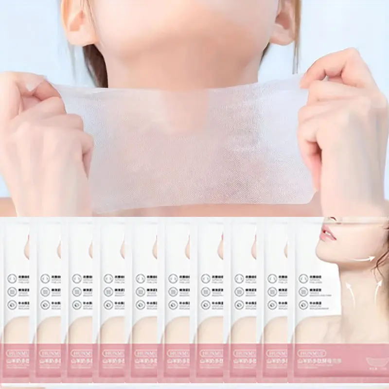 10pcs Multi-Peptide Neck Mask with Niacinamide Acid - Moisturizing & Firming, Smooth Daily Neck Care Beauty Mask, Unscented, for All Light Beige Types, Valentine'S Day Gift, Hydrating Neck Moisturizer, Skin Care