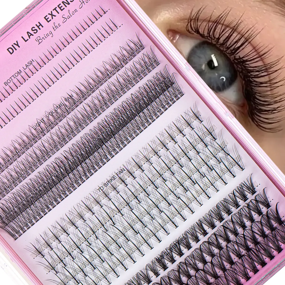 Mixed Length Personal Makeup False Eyelashes, Wispy Volume Fluffy D Curl Shape Cluster Eyelash Extensions, Individual Cluster Lashes, DIY Lash Extensions, Cosmetic Gift Set
