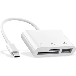USB C to  SD TF Memory Card Reader, 3-in-1 USB C Camera Card Reader Adapter for  15 16 17 Pro Max,iPad Pro, MacBook Pro/Air, Chromebook XPS, Galaxy S10/S9 and  USB C Devices