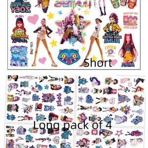 Kpop Cartoon Girl Witch Colorful Girl Group Tattoo Stickers, Kids Cartoon Tattoos, Birthday Party Tattoos, Water Transfer Removable Stickers