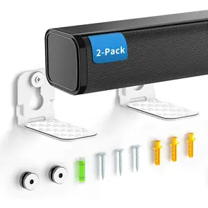 notiela 2 Pack Universal Soundbar Mount Shelf Sound Bar Mounts for Samsung, Sony, LG, Vizio, Bose, Onn and More Soundbar Wall Mount - Sound Bar Mount Under TV,White