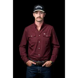 CORE - Men's Maroon Long Sleeve Pearl Snap Shirt CORE - Men's Maroon Long Sleeve Pearl Snap Shirt
