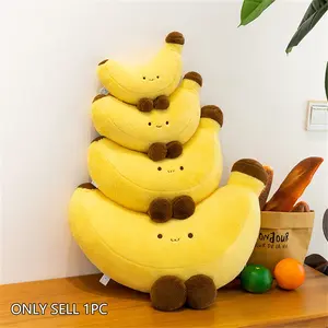 Banana plush toy with legs, cute expression, 3D design, available in various sizes. Suitable for room decoration, sofa cushions, children's birthday gifts, Mother's Day gifts, graduation gifts, wedding gifts, and Christmas gifts.