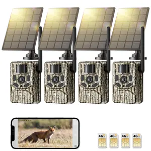[Cam-Kit] 4G LTE Cellular Trail Camera with Solar Powered, Security Camera with Live View, Remote Phone Access and Playback, Motion Activation, Color Night Vision, Built-in SIM Card Data Refill Required