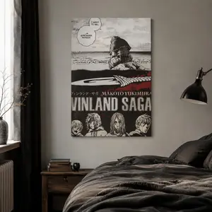 Nordic Warrior Anime Canvas Wall Art – Vinland Saga Inspired Viking Poster for Bedroom, Gaming Room & Anime Fans Home Decor