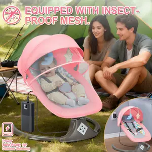 Indoor Outdoor Baby Bouncer Electric Swing with Bluetooth Music 5 Speed Rocking Motion