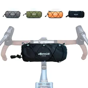 Maverick Cycles Bike Handlebar Bag with Shoulder Strap Bicycle Front Bag for Mountain Road Bike Cycling Pouch (Black)