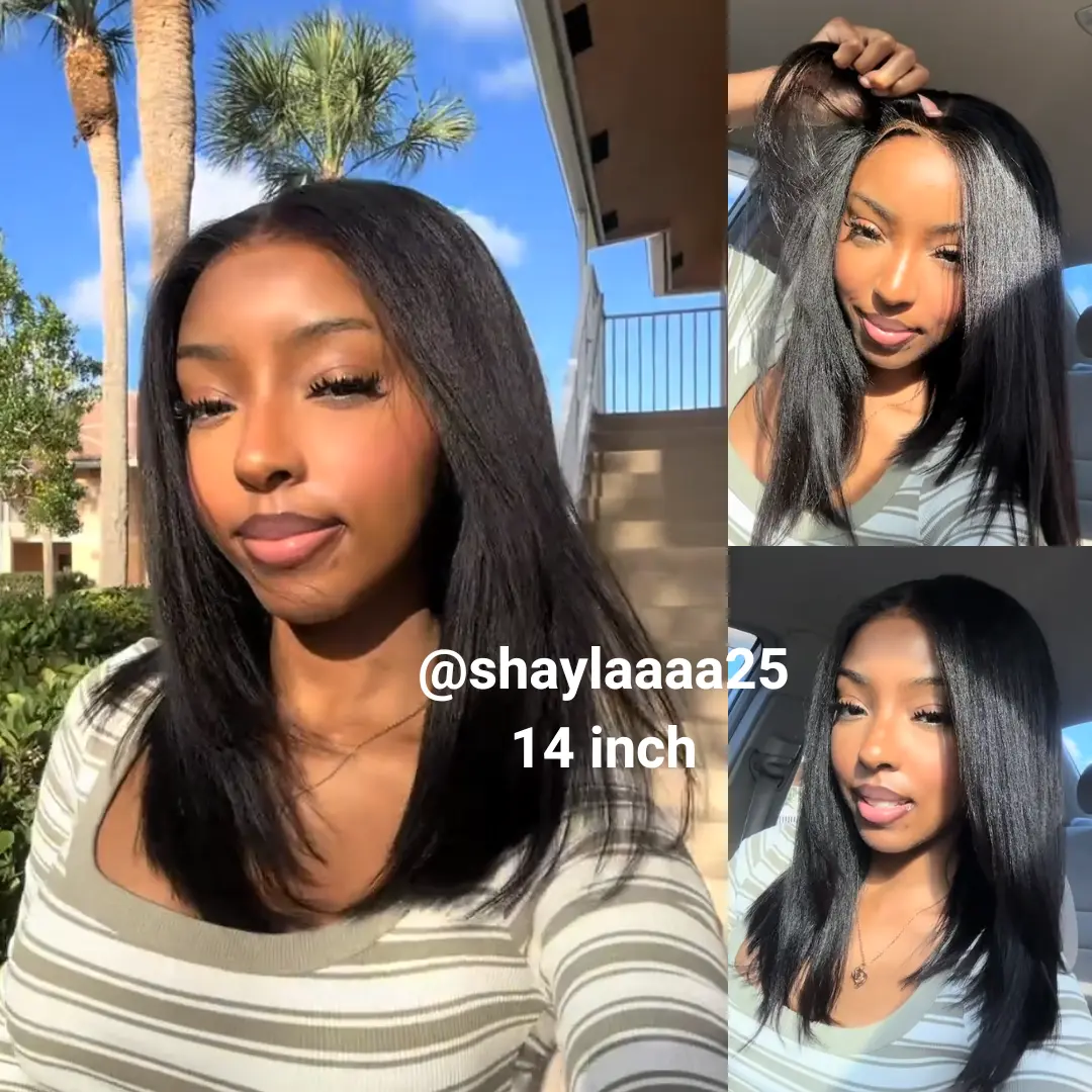 【Upgraded】Nadula Yaki Straight Put On & Go Human Hair Glueless Summer Wig With Drawstring Bob Style 13x4 7x5 Pre-Cut Lace & Natural Scalp SummerTurnUp