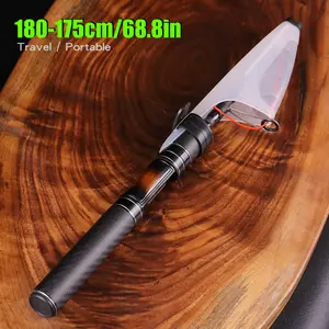 Bakawa Telescopic Fishing Rod 1.8m, Portable Saltwater Spinning Rod, Carbon Fiber Ultra-Light Lure Fishing Pole for Carp Fishing