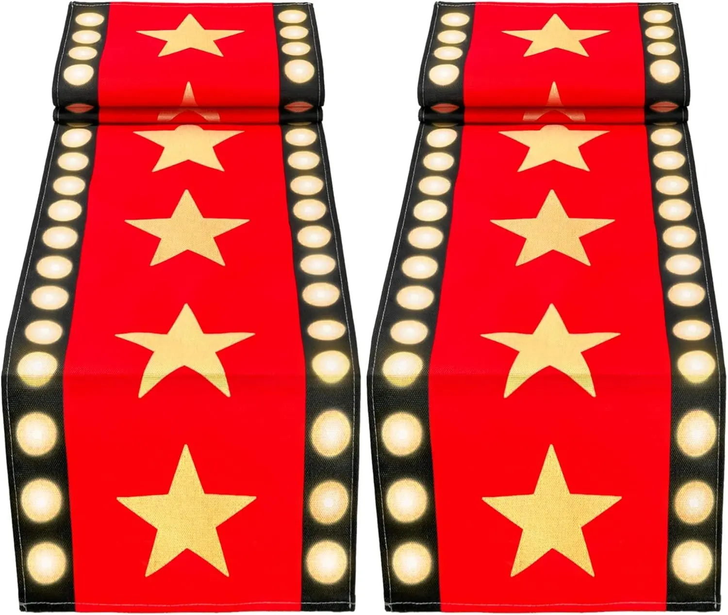 2 Pcs 13 x 72 Inch Movie Night Table Runner with Gold Star Design - Red Carpet Decoration for Birthday Party Supplies（red）