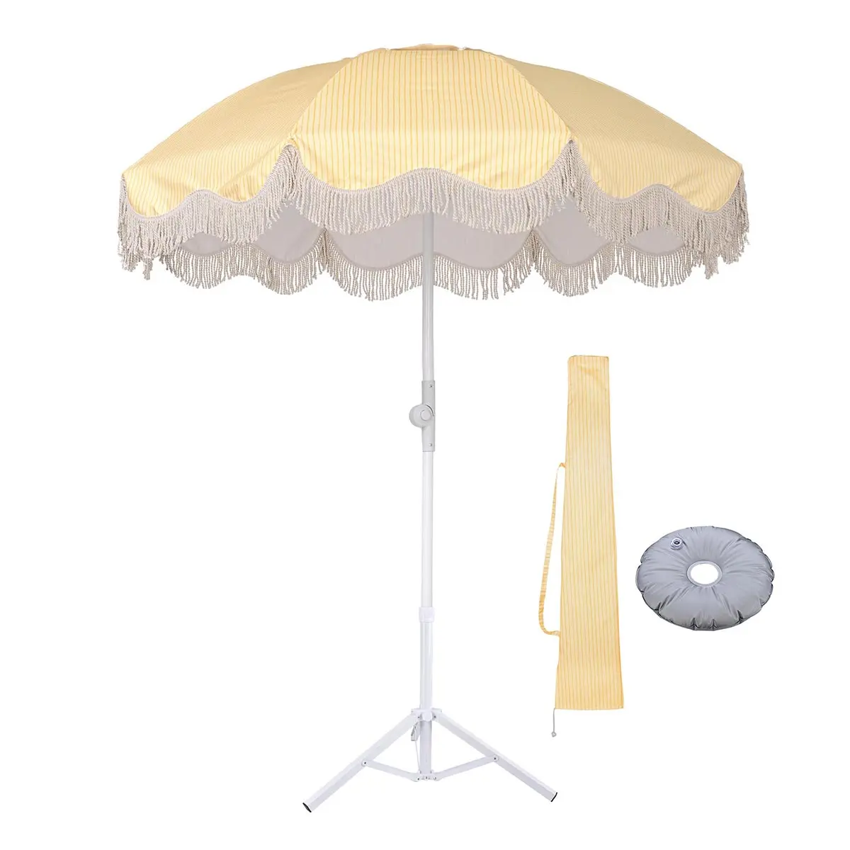 LAGarden 6ft Outdoor Umbrella with Stand 8 Ribs Push Button Tilt Patio Beach