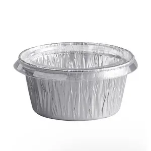 50 Sets 4 oz. Round Foil Ramekin Cup with Plastic Lid Dessert Kitchenware