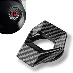 Push Start Button Cover, Zinc Alloy  Engine Start Stop Button Cover Protector,   Key  Cover, DIY  Interior Decor, Universal for SUV Sedan (Carbon Fiber)