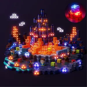 Light Up Magnetic Blocks -150/100 PCS Magnetic Building Blocks Set ，Light Up Blue Castle , Magnet Cubes with LED Lights , STEM Montessori Sensory Toys  for Kids Boys Girls Ages 4-8 Christmas Birthday Gifts Multifunction