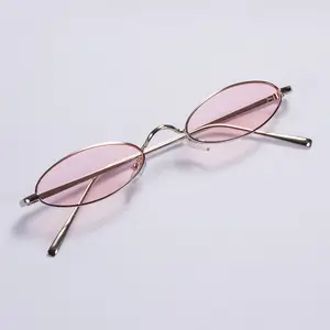 Pink Tint Oval Sunglasses with Gold Frame for Women