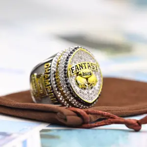 Fantasy Football Ring 2025 | Heavy FFL Championship Ring 2023 | Gold Silver Tone Plated Award Tropjy for Fantasy Football League Winner