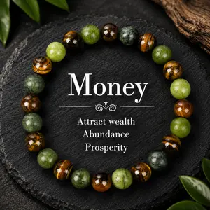 ARPURRAINA Tiger Eye Stone Money Attraction Bracelet Attracts Wealth, Stretchable- Unisex Jewelry Gift glass  beads pulsera  amatista unity  bracelet protection bracelet encouragement gift fashion artificial Colorblock Beaded Crystal Bracelet