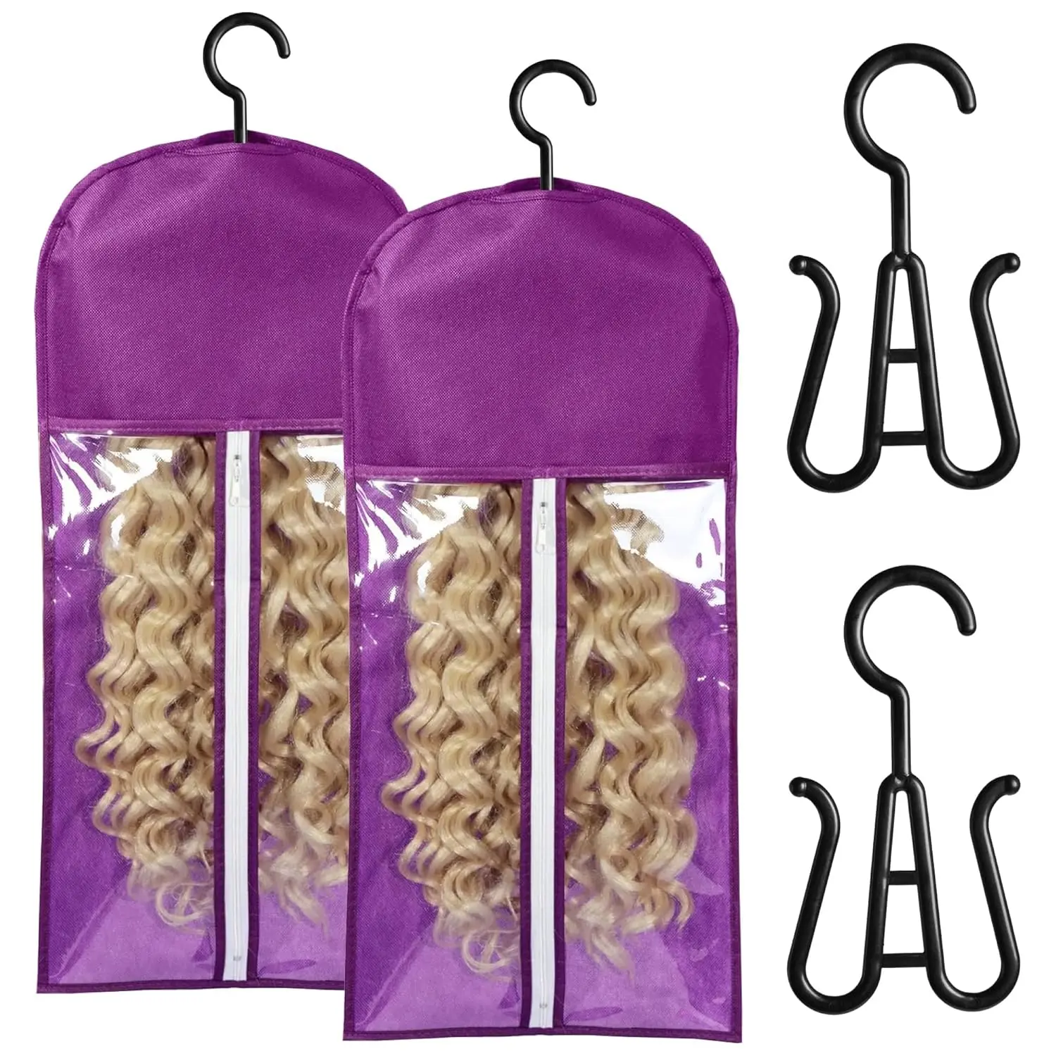 Wig Storage Dust-proof Wig Bag Storage for Multiple Wigs with Hanger Wig Stand Hair Extensions, Wigs & Accessories