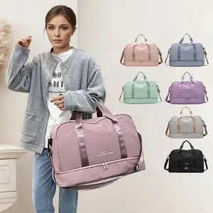 Solid Color Duffle Handbag for Women and Men Spacious Shoulder Bag with Dry Wet Separation and Adjustable Strap for Travel