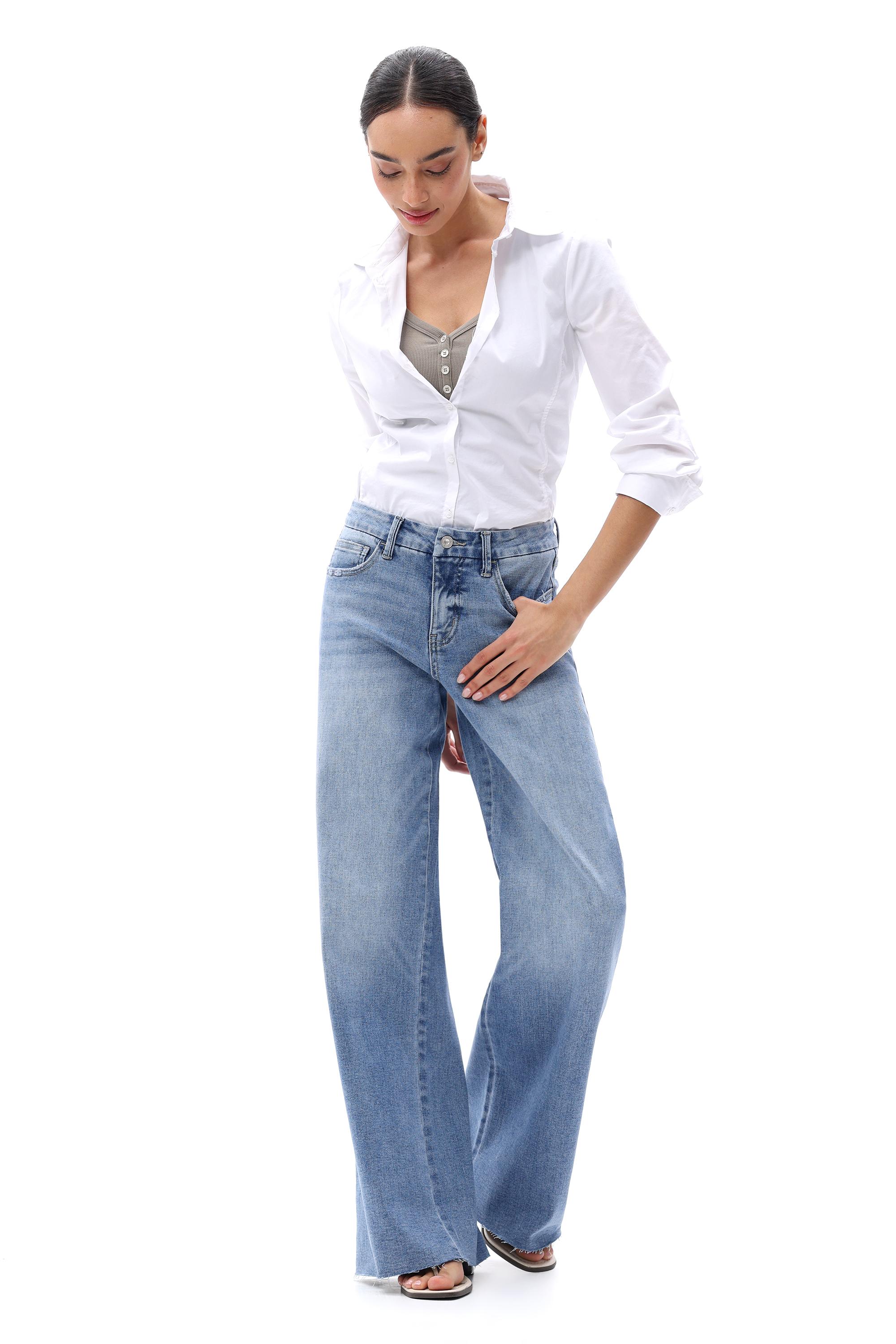 【3 Lengths】Freya ONESO Women's Tummy Control Raw Hem Baggy Denim Pants Mid Rise Wide Leg Denim Jeans  Retro Streetwear Style Comfortable Jeans Commuter Style Baggy High Stretchy Soft Breathable Spring& Summer #SummerVibes