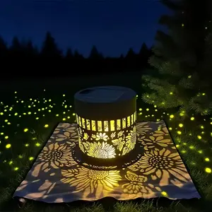 2pcs Solar Wall Light, Mandala Sunflower Projection Flower Wall Light, Halloween Thanksgiving Christmas Party Atmosphere Light, 4 Seasons for Garden Decoration, Landscape, Courtyard, Lawn, Deck, Path, Holiday Gift