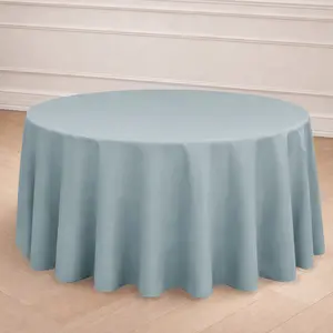 Polyester 120" Round Tablecloth Dusty Blue - Seamless Wrinkle-Resistant Table Cover
