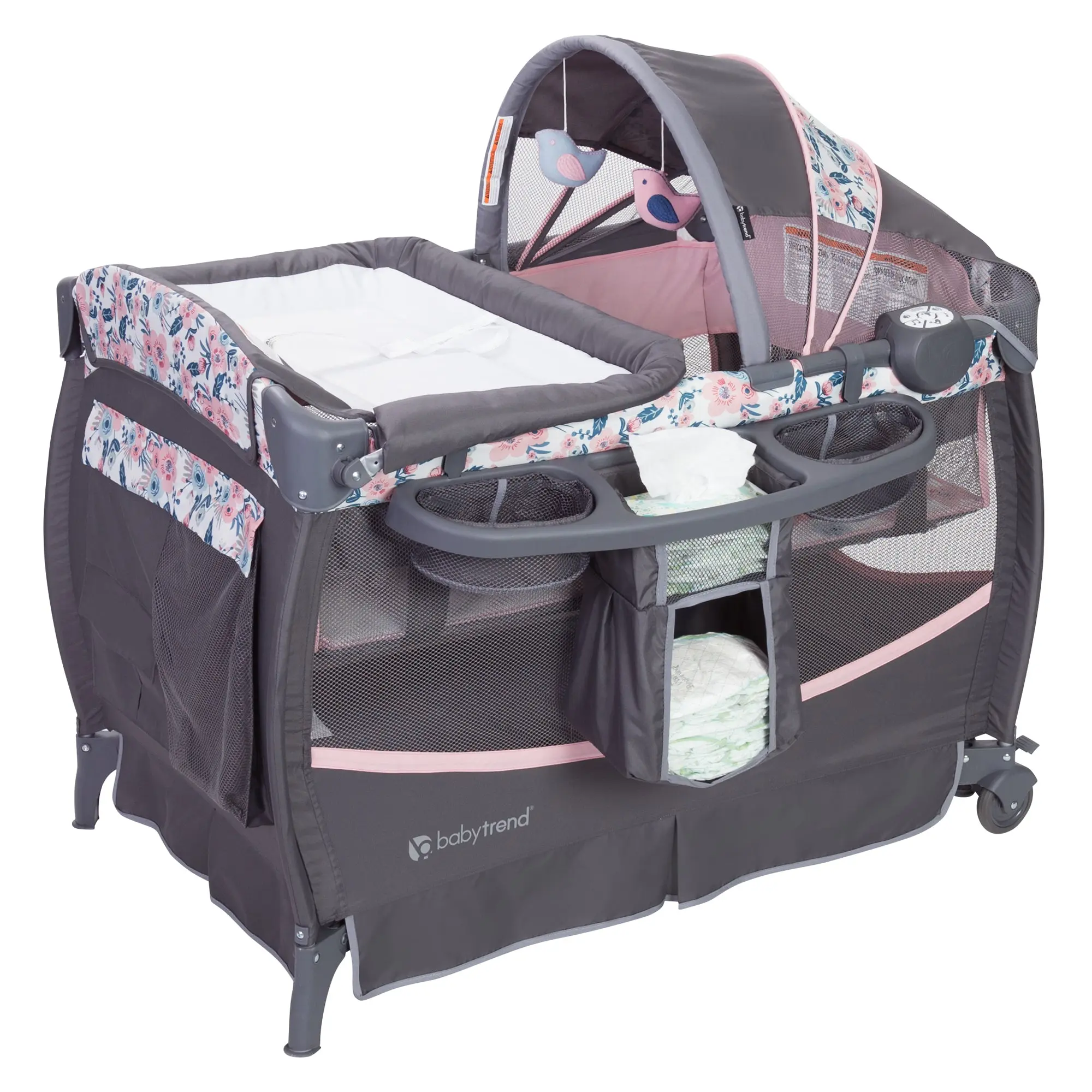 Baby Trend Deluxe II Portable Nursery Center Playard w/ Removable  Full-Size Bassinet, Parent Organizer & Canopy - TikTok Shop
