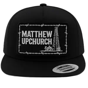Matthew Upchurch Oilfield SnapBack (Ohhh Black Betty) FlatBill Trucker Hat with Drilling Rig Design