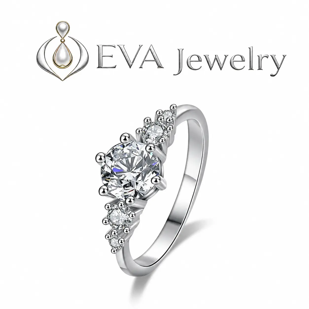 [EVA Jewelry] Bella 925 Sterling Silver Synthetic Moissanite Ring
