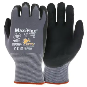 MaxiFlex Ultimate Men's Large Gray Nitrile Coated Work Gloves with Touchscreen Capability