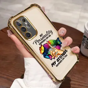 For Samsung Galaxy S24 ultra s24fe 24 plus S23 S22 airbag bumper shockproof clear phone case camera protection  phone cover colorful lips