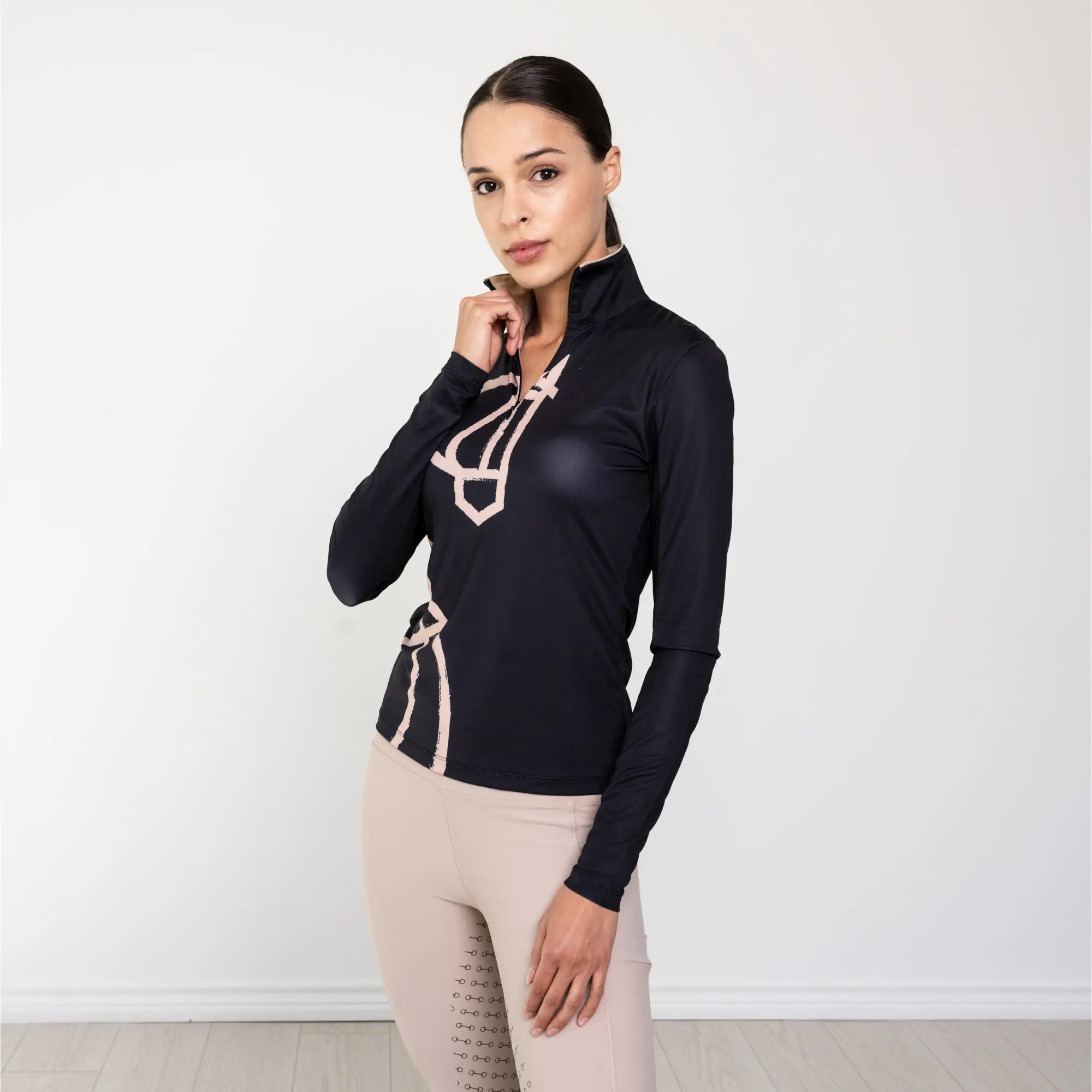 Equestrian Long Sleeve Sun Shirt "Painted Horse" Black – UPF 50+