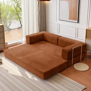 Compression Sofa - 78''Convertible Floor Sofa Bed - with Pillow Back Support Armrest - Comfy Foldable Sofa Bed Compressed Sofa in Box - Corduroy Fabric - for Living Room Bedroom Ultra-Soft Black Flannel Set