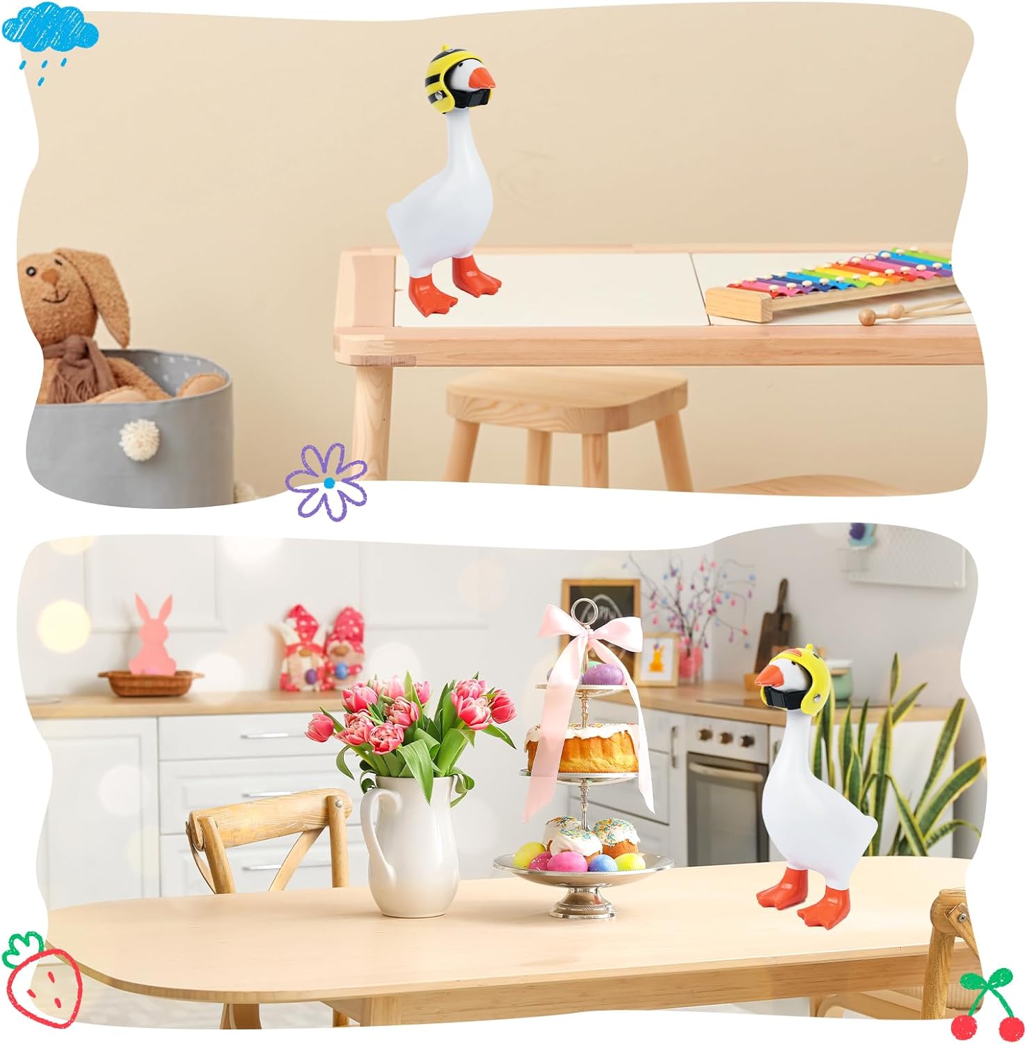 14 Pcs Desk Goose Toy Hats 7 Inch Desk Goose Mini Knitting Hats with Adjustable Strap for Magnetic Goose Key Holder Cute Desk Goose Clothes Home Decor Perfect Housewarming Gift