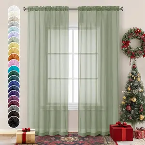Sage Green Sheer Curtains 84 inches Long 2 Panels, Light Filtering Soft Window Treatment Voile Drapes for Living Room Bedroom, Each 42Wx84L,2 PCS