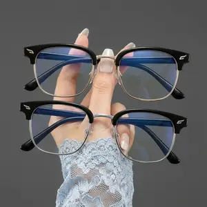 2026 New Simple Anti-Blue Light Semi-rimless Browline Eyeglasses for Women & Men Basic Frame Fashion Party Daily Use