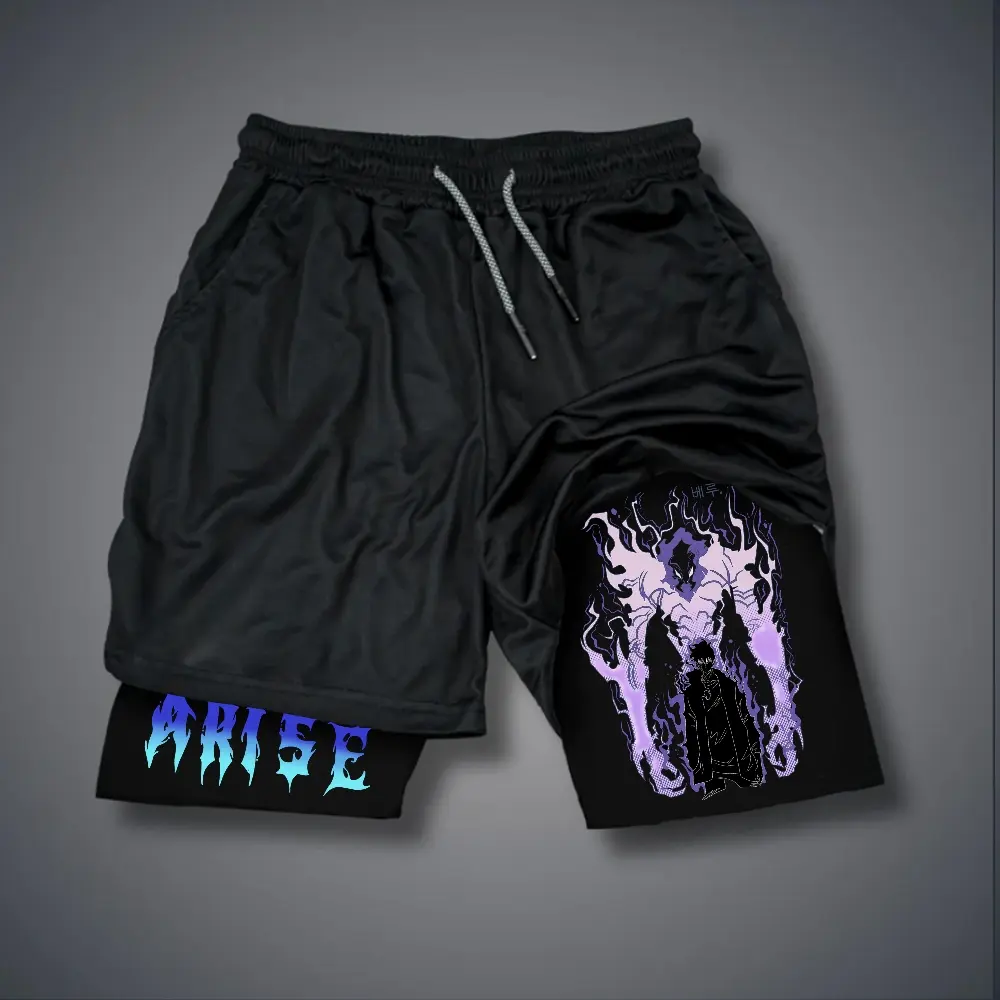Solo Leveling 80s 90s summer men shorts for men jorts outfit men graphic shorts Double-layer sports shorts Comfortable short shorts summer