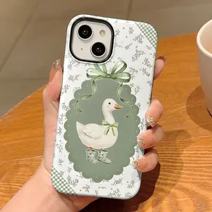 Cute Geese Phone Case , Goose Case Mobile Phone Cover , Trendy Protective Cover for iPhone 7 8 X XR XS 11 12 13 14 15 16 17 Pro Max Plus Air ,Perfect Gift Duck Bow