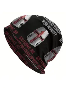 BIIHUDU Knights Templar Medieval-Themed Beanie Hat for Men - Templar Cross Emblem & Chain Link Design, Historical Knight, Fun