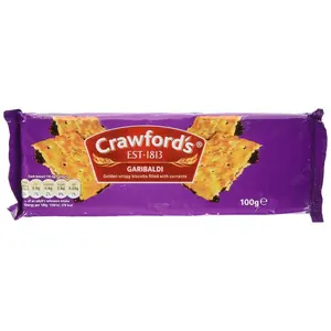 Crawfords Garibaldi Biscuits 100g - Crunchy Snack with Currants, Ideal for Work School or Travel, Light & Sweet Texture