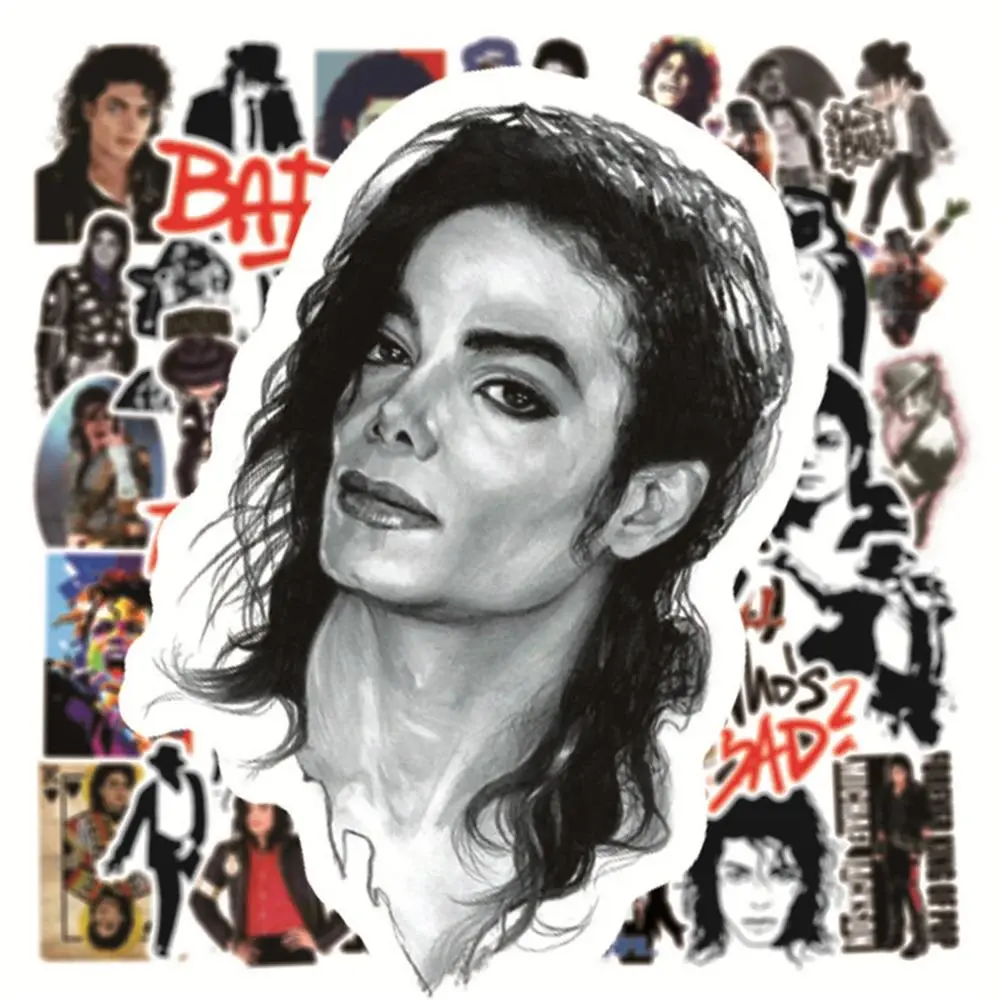 Michael Jackson Rock Star Cool Graffiti Stickers (3 Packs of 50), Novelty Toy Accessories for Skateboard, Laptop, Phone Decor, 50Pcs