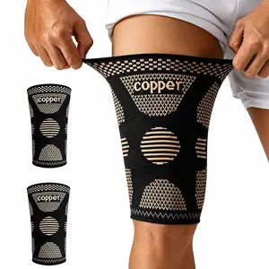 2 Pack-3D Knit Supportive Copper Knee Brace, Sports Training & Daily Knee Joint Soreness Relief, Elastic Compression Patella Stabilizer, Sweat-Wicking Comfortable Wear Perfect Xmas Gift for Family Friends