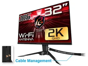 ASRock PG32QF2B Phantom 32" (31.5" viewable) QHD 2560 x 1440 (2K) 165 Hz (144Hz and higher) Wi-Fi Antenna FreeSync Premium (AMD Adaptive Sync) Built-in Speakers Flat Panel Gaming Monitor