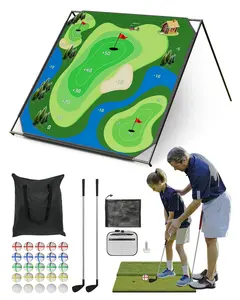 Naudacaa Golf Chipping Game with Stand, Large 59"x59"/80"x80" Hitting Mat, 25 Sticky Balls, Indoor Outdoor Golf Target Game for Adults & Kids, Fun Backyard Practice and Ideal Gift for Golf Lovers