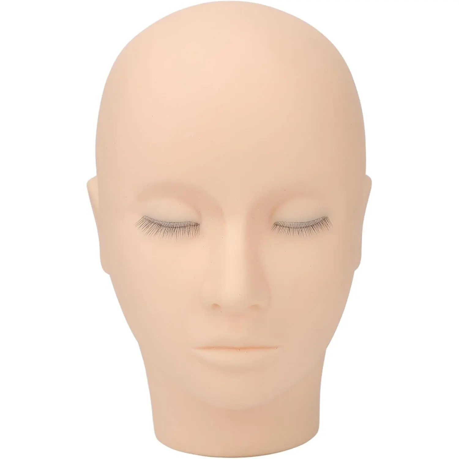 Lash Mannequin Head, 3 Layers Silicone Eyelash Mannequin Head with Eyelids, Eyelash Extension Makeup Practice Training Mannequin Doll Face Head for Lash Extension