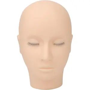 Lash Mannequin Head, 3 Layers Silicone Eyelash Mannequin Head with Eyelids, Eyelash Extension Makeup Practice Training Mannequin Doll Face Head for Lash Extension