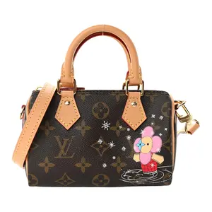 Louis Vuitton Nano Speedy Handbag for Women – Detachable Adjustable Strap, Zip Closure, Coated Canvas, Crossbody, Shoulder, or Top Handle, Ultra-Mini, Brown