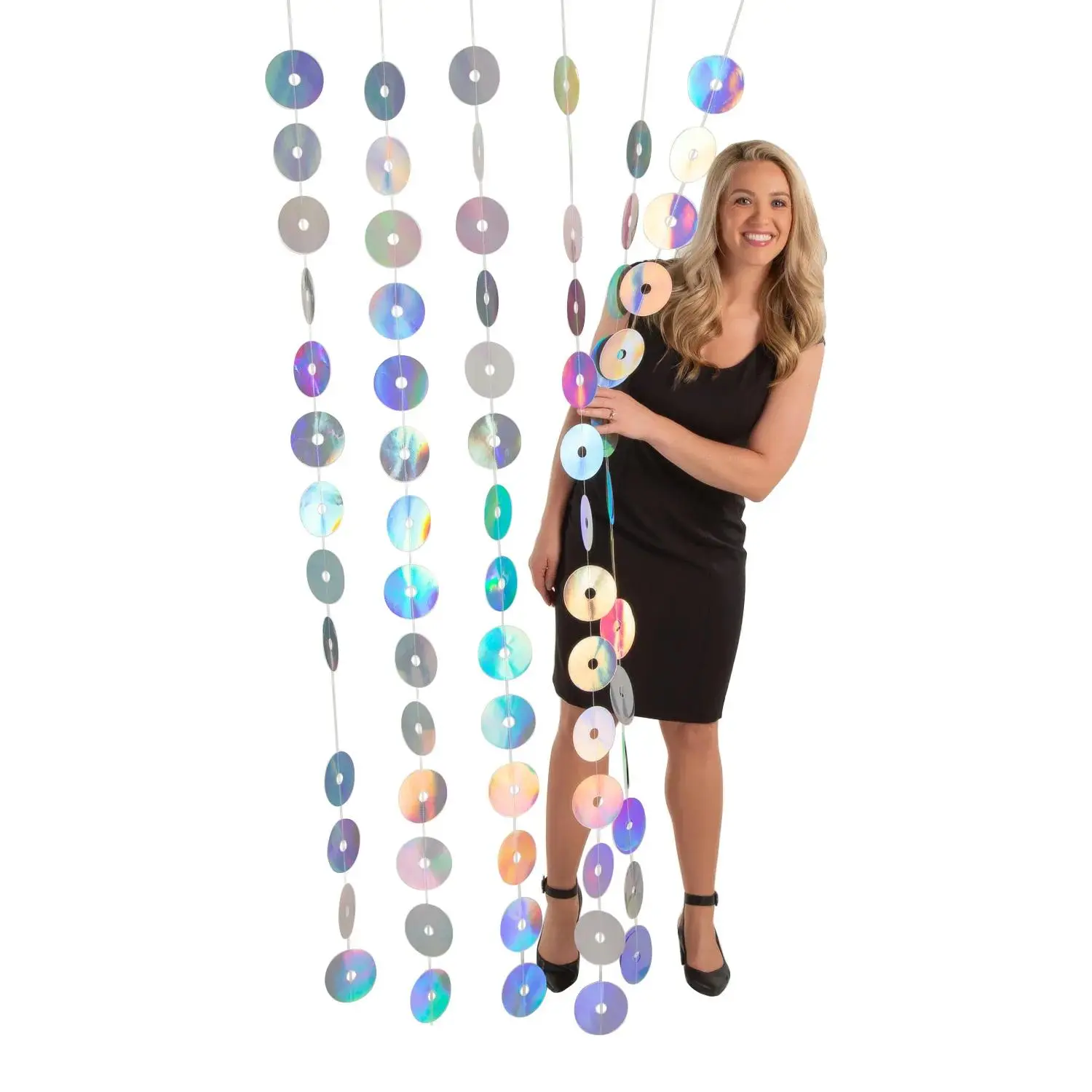 3 Ft. x 6 Ft. Throwback CD Disc Cardstock Hanging Curtain Backdrop 3 Ft. x 6 Ft. Throwback CD Disc Cardstock Hanging Curtain Backdrop